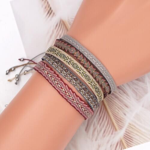 Go2Boho 5pcs/lot Vintage Braided Bracelet for Girl Tibetan Jewelry Trendy Bijoux Boho Jewellery Woven Pulsera Fabric Bracelets