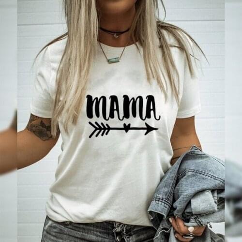 Hot Sale MAMA Arrow Letter Print Women Sleeve Harajuku mother days gift Woman Clothes pure cotton girl gift tees t shirt-M962