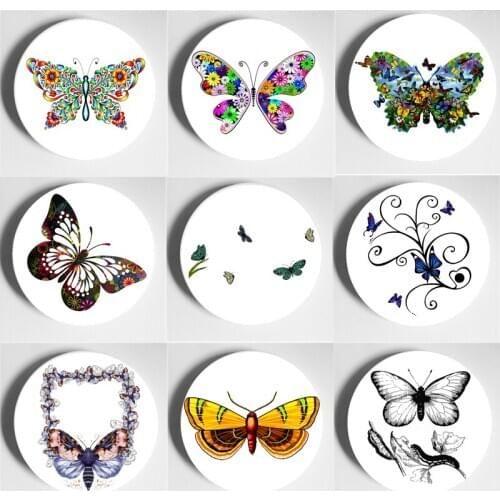 Exquisite Wall Plate Colourful butterflies Illustration Art Display Plate Home Hotel Studio Background Decorative Plate