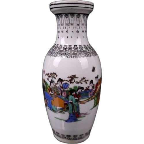 Chinese Old Porcelain Pink Figure Vase