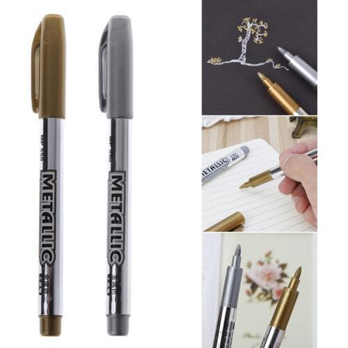 DIY Metal Waterproof Permanent Paint Marker Pen Gold/Silver Student Stationery School Supplies 1.5mm C26
