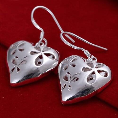 Fashion brands Jewelry 925 Sterling Silver charm heart drop Earrings for Woman Creativity party wedding Christmas Gifts