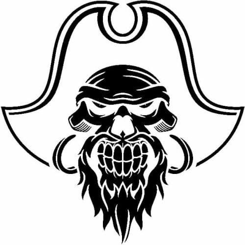 Skull Pirate Pattern Sticker High Quality Car Window Decoration Personality Pvc Waterproof Decal Black/white, 17cm*17cm