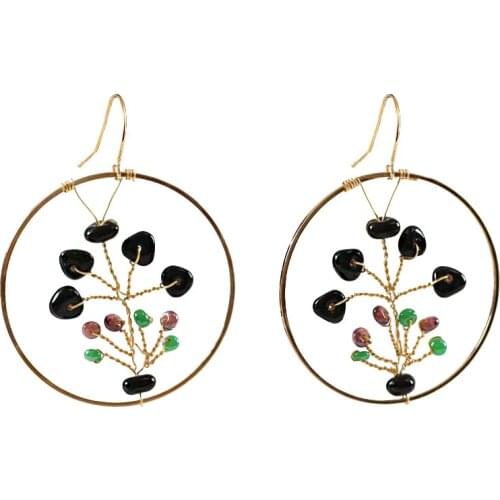 LANFLORA new colorful circular Crystal earrings handmade women earrings for girlfriend birthday gift