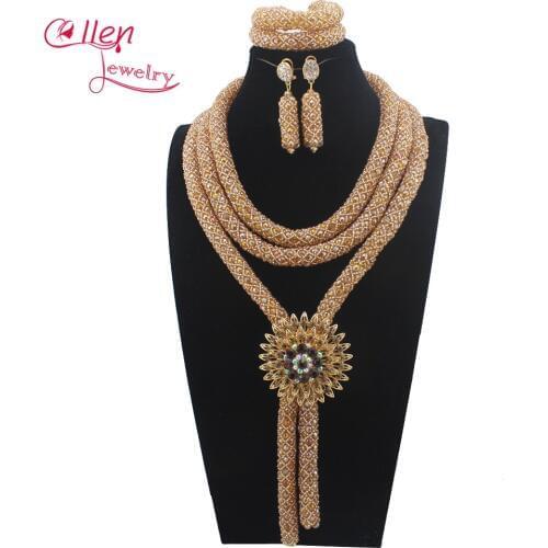 New Amazing Crystal African beads Jewelry Set Handmade nigerian wedding beads Bridal Jewelry sets Free Shipping W14026