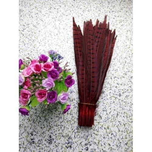 Wholesale perfect 10pcs high quality natural Male Pheasant feathers 14-16inch/35-40cm Decorative diy red