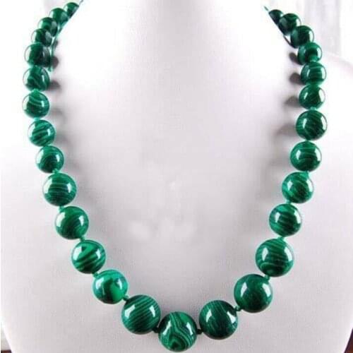 New 6-14mm Green Gorgouese Malachite Gem Round Beads Necklace 18" jade