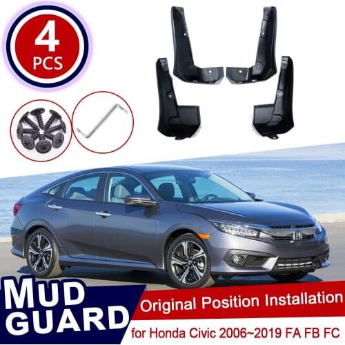 Front Rear 4pcs Set Mud for Honda Civic 2006~2019 FA FB FC Flaps Splash Guards Mudguards Mudflaps Car Auto Accessories 2017 2018