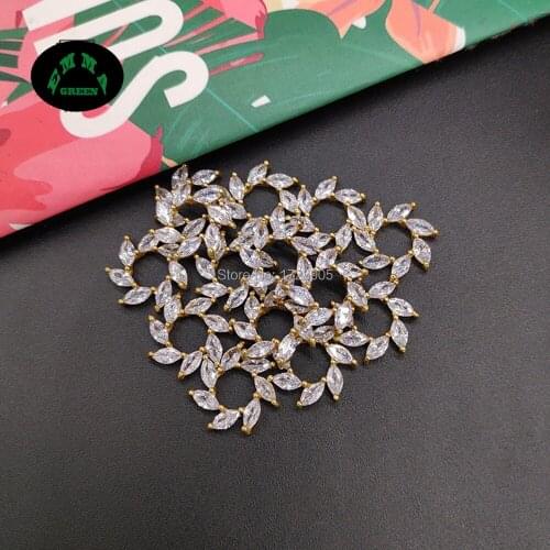 Zircon Flower Ring Charms Pendant 20pcs Zircons Crystal Flowers for DIY Findings Earrings Zircons Accessories Embellishments