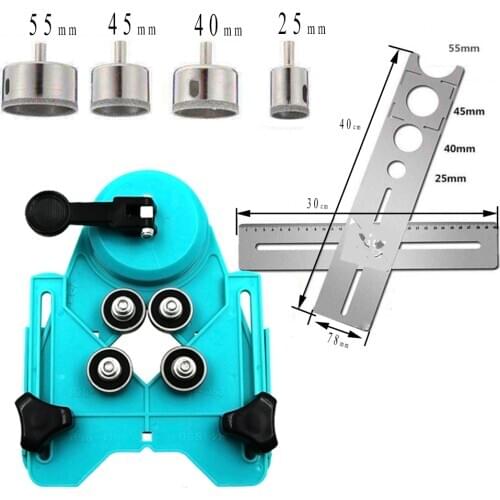 Hot selling 1pc Drill Chuck Vacuum Base Sucker/ 6-55mm Diamond Coated Glass Drill Bit Fit Tile Glass Hole Saw Openings Locator
