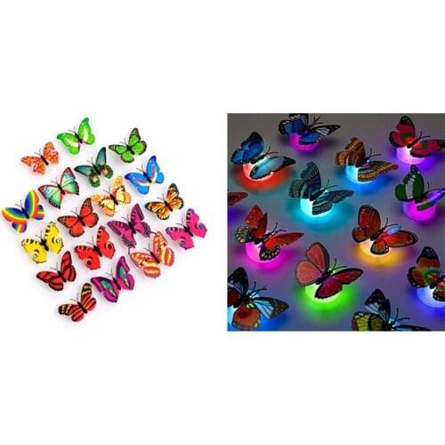 LED Butterfly Decoration Night Light Sticker Single and Double Wall Light for Garden Backyard Lawn Festive Party