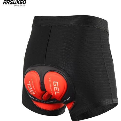 ARSUXEO Mens Cycling Shorts Cycling Underwear Compression 5D Gel Pad Bike Mountain Bike Shorts Underpants Shockproof U02M