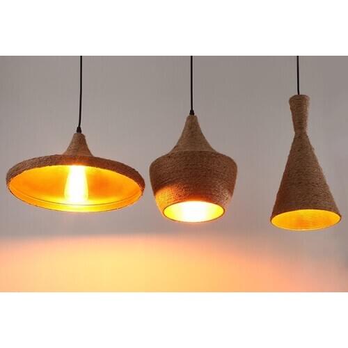 Rope Vintage Pendant Lights Loft Avize Nordic Hanglamp Restaurant Kitchen Light Suspension Luminaire Home Industrial Lighting