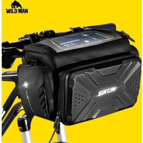 Waterproof Bike Bag 4L Large Capacity Handlebar Front Tube Bag Bicycle Phone Touch screen Travel Cycling Hard Shell bag