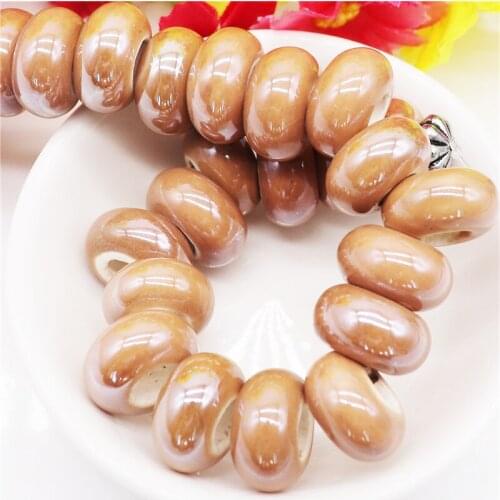 10Pcs New Kakhi Gemstone Large Hole European Loose Spacer Beads Fit Bracelet Charms Bracelet for Women DIY Crafts Jewelry Making