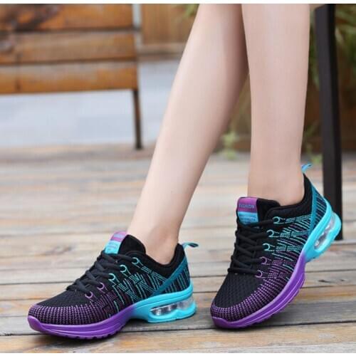 Womens Sneakers Breathable Air Cushioning Women Running Shoes Breathable Fly Weave Sports Shoes Jogging Walking Female