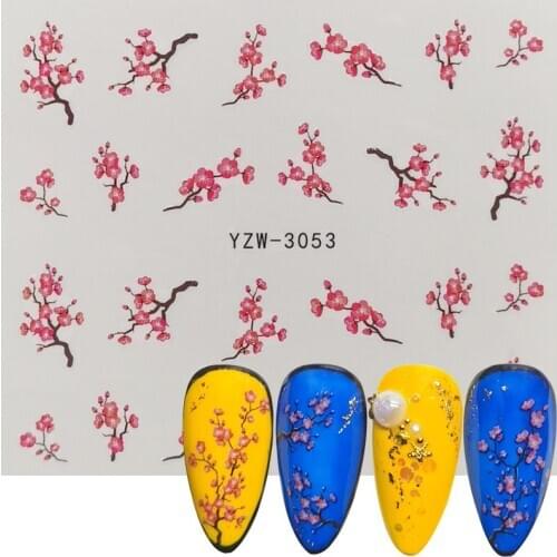 2020 New Arrivals Water Transfers Nail Art Decal Elegant Plum Flower Watermark Stickers Slider Nails Temporary Tattoo Decor