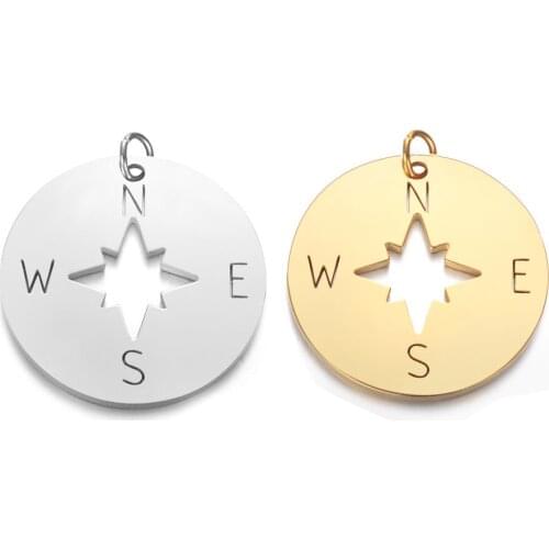 10Pcs Stainless Steel Compass Charms Gold Necklace Pendant Bracelet Making for DIY Jewelry Findings Handmade Supplies