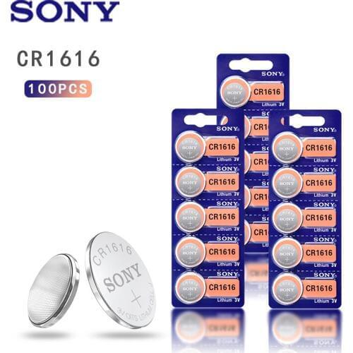 100PCS SONY Button Battery CR1616 Lithium Coin Cell Batteries 3V DL1616 ECR1616 LM1616 CR 1616 For Electronic Car Key Watch