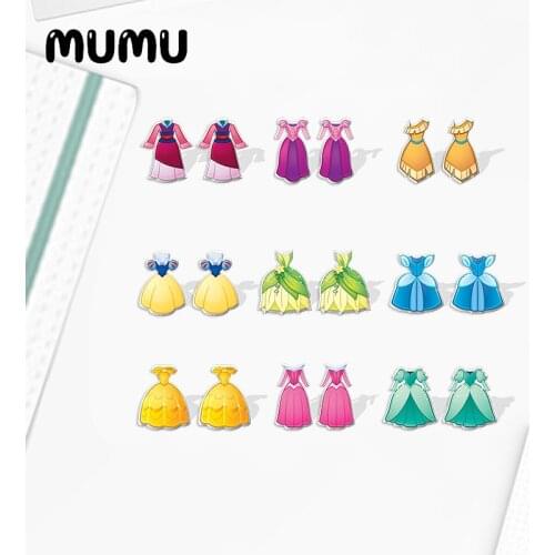 2021 New Princess Dress Stud Earring Gorgeous Clothes Epoxy Jewelry Resin Acrylic Earrings Handmade Gifts Fans