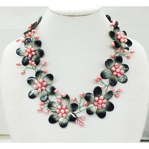 NO-276# Like, you buy it ! ! Last necklace shell.pearl flower necklace 19"