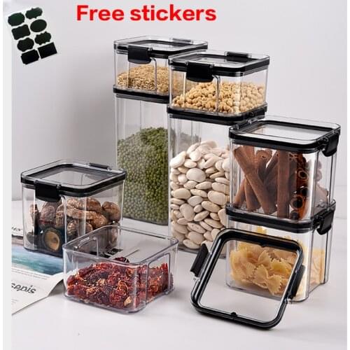 460/700/1300/1800ML Food Kitchen Storage Jar Box with Lid Transparent Sealed Cans Plastic Storage Box Nut Spaghetti containers