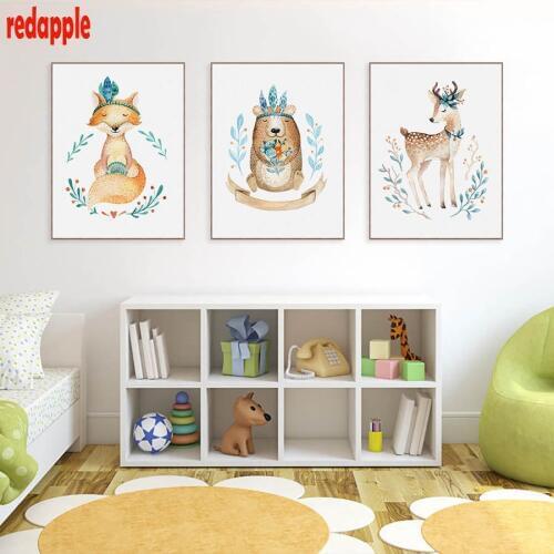 5d diy Diamond painting Flower Indian Animals Bear Deer Fox diamond embroidery Nordic Kids Baby Room Wall Art Pictures decor