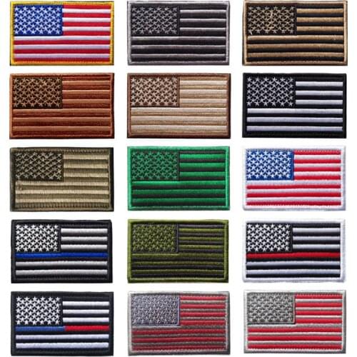 American flag USA Velcro Black Tactical Embroidery Army Badge Hook Loop Armband 3D Stick on Jacket Backpack Stickers
