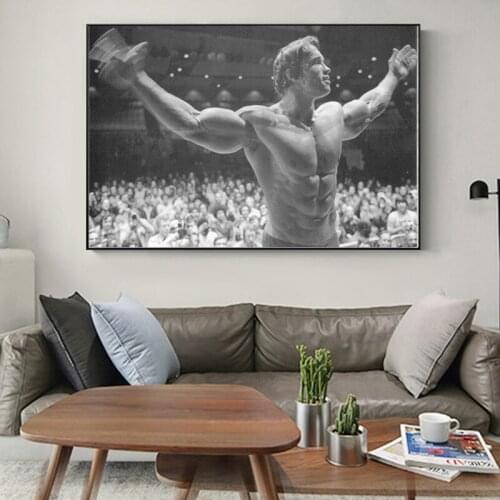 Arnold Schwarzenegger Bodybuilding Motivational Art Canvas Painting Poster Print Fitness Inspirational Picture for Living Room
