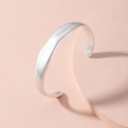 New Ins Hammered Metal Antique Geometric Open Cuff Minimalism Minimalist Bangle Bracelets Korean Fashion Women Party Jewelry