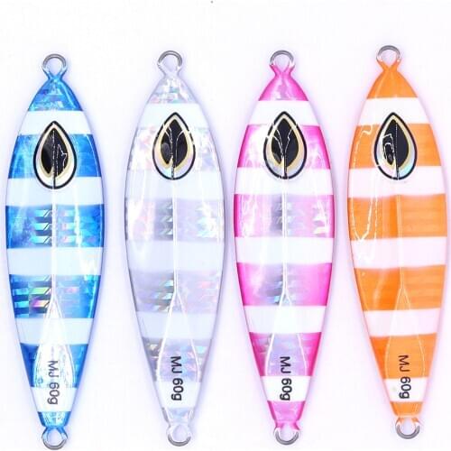 CASTFUN Slow Jig Artificial Bait Metal Jig Casting Jigs 40g 60g 80g 4pcs/lot Fishing Lure Jigging Lure Luminous Jigging Lure