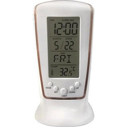Digital Calendar Clock LCD Time Date Temperature Display LED Night Light Desk Clock Snooze Alarm
