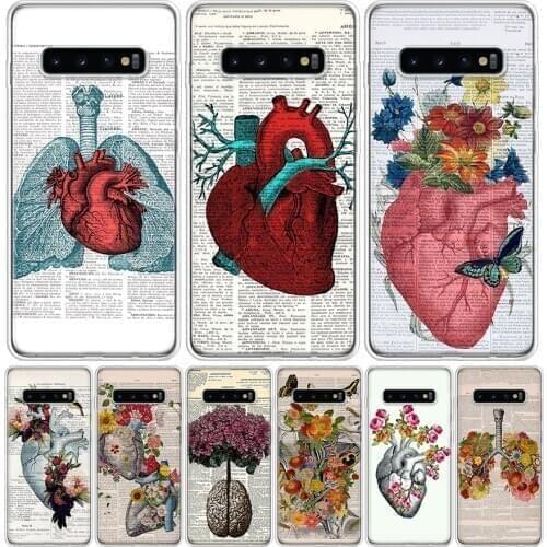 Human anatomy organ in art newspaper Colorful Cover Phone Case For Samsung Galaxy S10 S20 Ultra Note 10 9 8 S9 S8 J4 J6 J8 + Lit