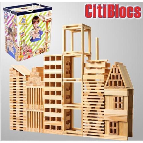 Exports of the original CITIBLOCS300 piece Wood color Stack Tower building blocks wooden toys for children Educational toy