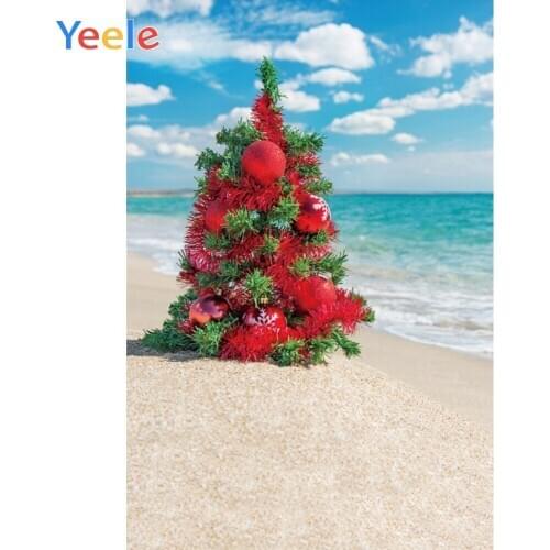 Christmas Tree Beach Sea Wave Cloud Sky Home Decoration Backdrop Photography Custom Photographic Background For Photo Studio