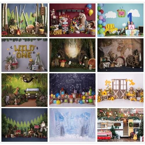 Birthday Photography Backdrops 1st Baby Shower Decor Cake Smash Printed Photo Background Children Newborn Studio Photocalls Prop