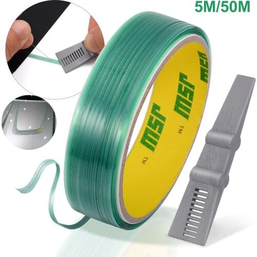 FOSHIO 5/50M Vinyl Wrap Film Knifeless Tape Design Line Car Stickers Cut Aid Squeegee Cutting Tape Set Car Wrapping Accessories