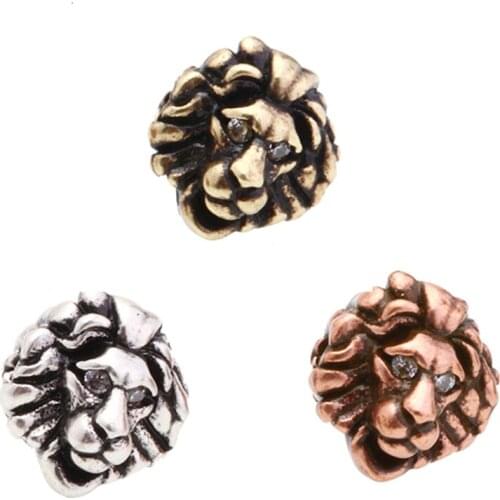 Lion beads for Jewelry Making Supplies Accessories findings for Diy Bracelet Copper Gold Beads Inlaid Zircon Wholesale