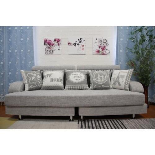 Short Plush Printing Gray Pillowcase Sofa Cushion Cover Office Nap 45*45