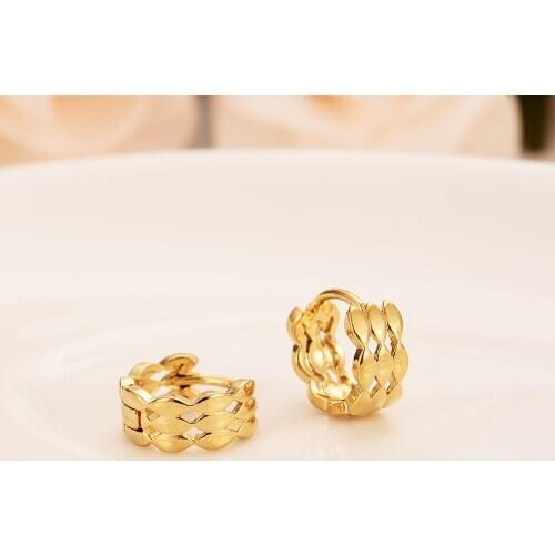 Beautiful Sutd Earrings Girls/Kids 18 k Yellow Fine G/F Solid Gold Earrings Ethiopia Girls Jewelry Arab Gifts