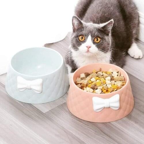 Pet Cat Feeding Food Bowls Puppy Kitten Lovely Bowknot Feeder Dish Bowel Bow Cat Bowl Anti Skid Travel Small Dog Food Water Bowl