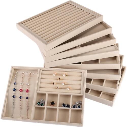 High Quality Flannel 12 Grid Jewelry Box Earrings Necklace Display Disc Multi-function Jewelry Box