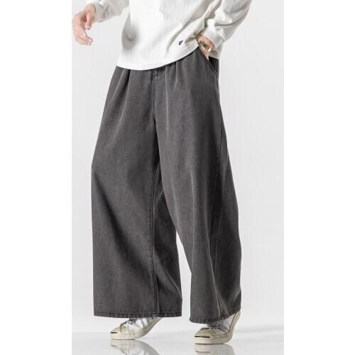 2021 Spring Men Denim Pants Mens Hip hop Wide Leg Trousers Man Chinese Style Jeans Male Cotton Harem Pants