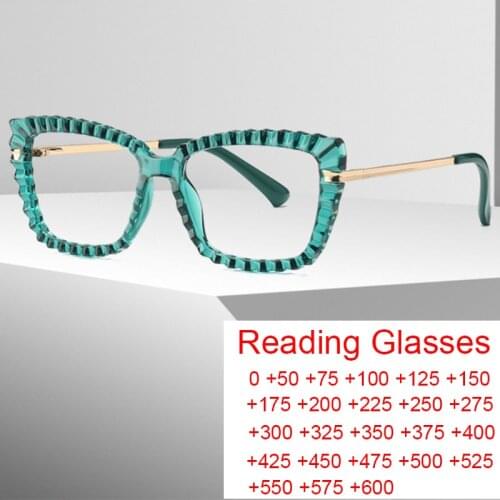 Optical Square Reading Glasses Women 2021 Fashion Luxury Green Prescription Eyeglasses Frames Blue Blocking Computer Glasses