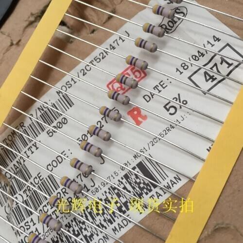 Original new 100% MOS1/2CT52R471J 1/4W 470R 5% oxide film color ring resistance (Inductor)