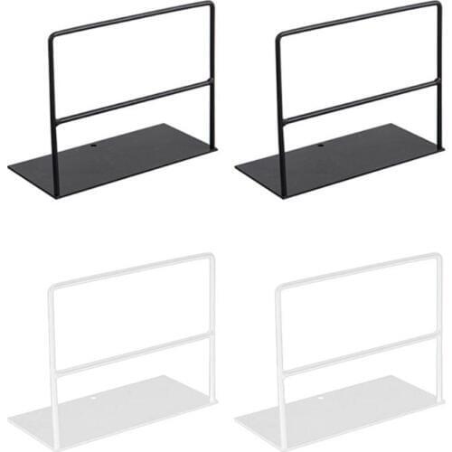 1 Pair Wrought Iron Bookends Book Support Simple Desktop Office Magazine Stand M17F