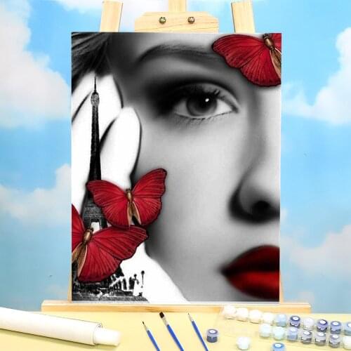 Woman Red And Black Painting By Numbers Package Acrylic Paints 50*70 Picture By Numbers Photo Wall Paintings Adults Drawing