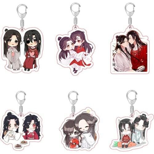Q Version Tian Guan Ci Fu Keychain Xie Lian Hua Cheng Anime Figures Acrylic Key Chain Bag Charm Cute Jewelry Cosplay Collection