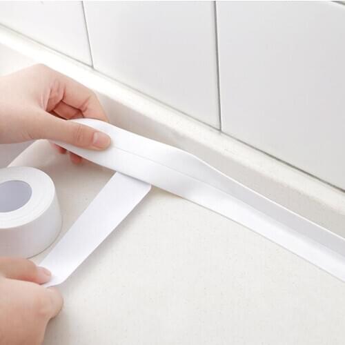 3.2m X 3.8 cm PVC Self-adhesive Tape Waterproof Wall Sticker Tape Toilet Bathroom Kitchen Sink Mold-proof Sealing Tape