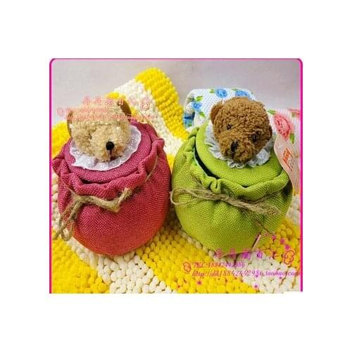 Rural Teddy bear cloth sewing box sewing kit craft storage of needle & thread with many needles 8kinds of thread & 1 ruler